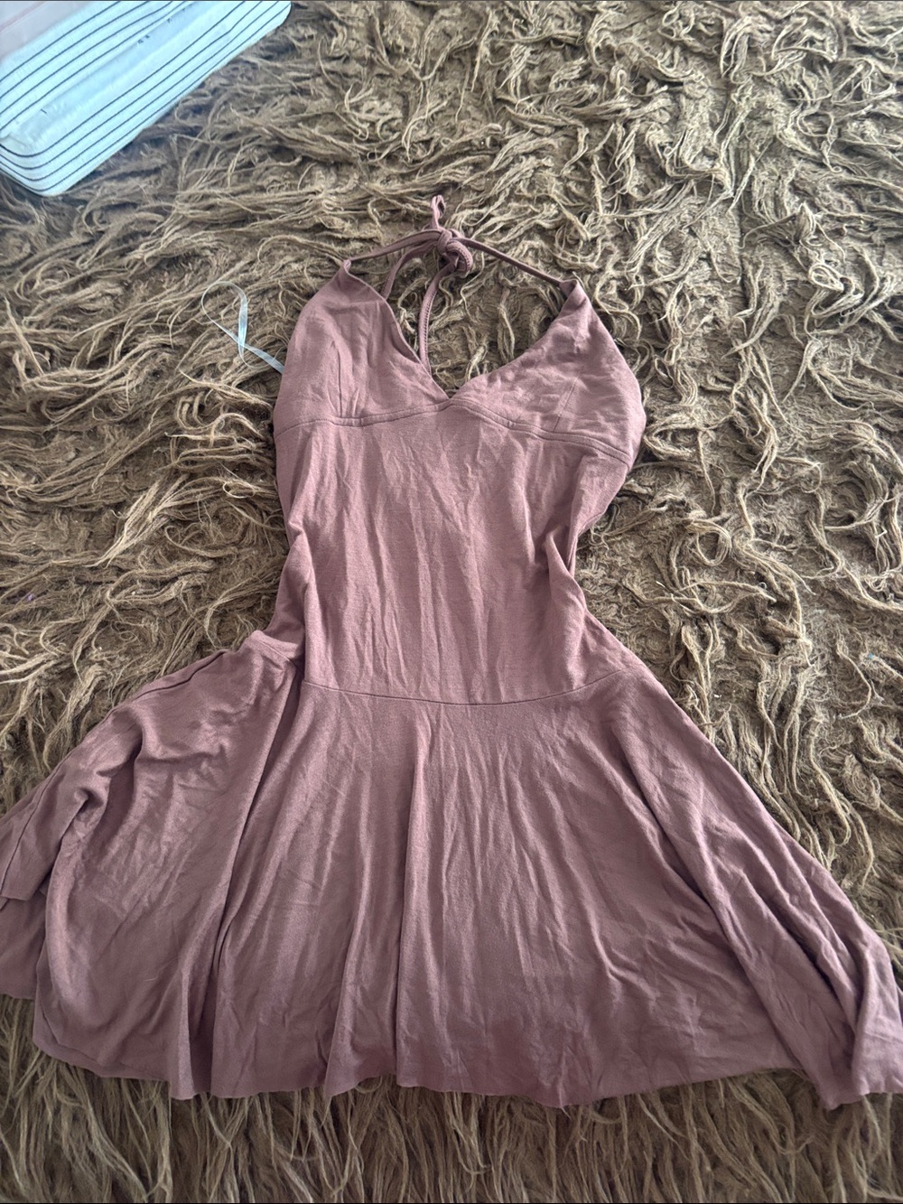 Third Charm Brown Halter Neck Asymetrical Bottom Dress. XS.